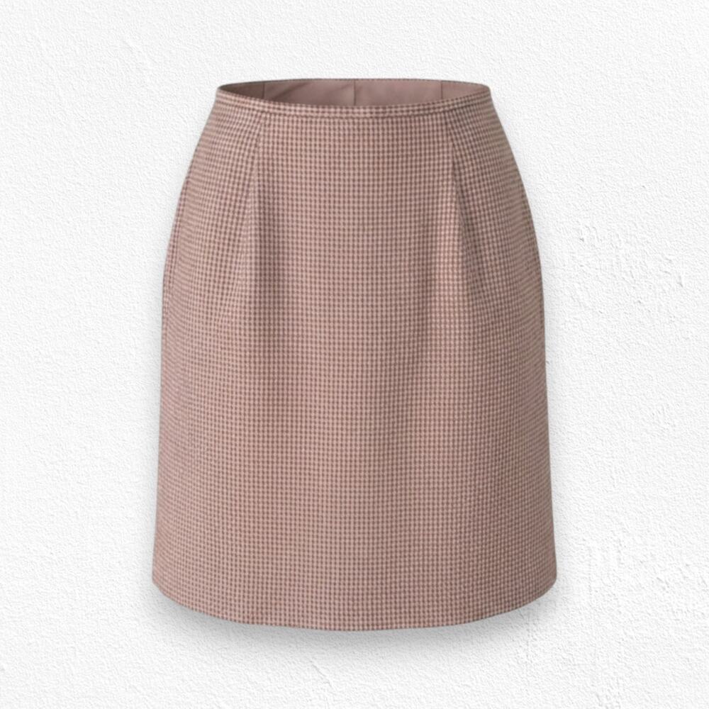 90s Vintage Red Houndstooth Wool Blend Ann Taylor Knee Length Skirt Size 14